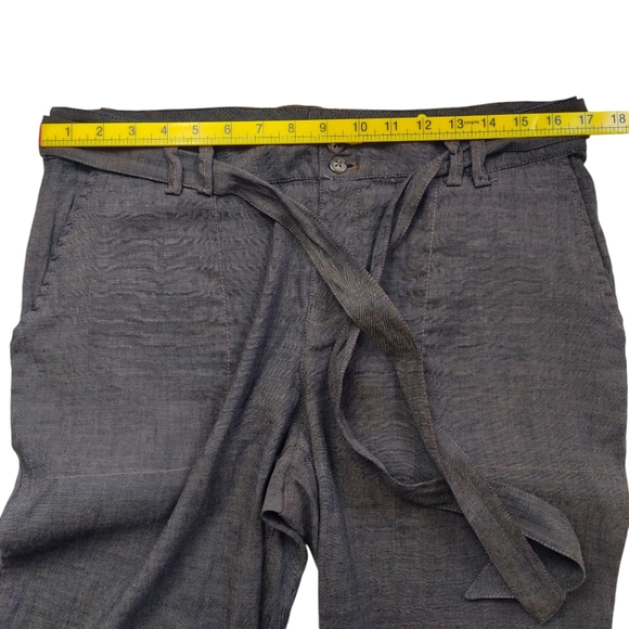 Coldwater Creek Size 12 Petite Linen Cotton Belted Crop Pants Brown Lagenlook‎ - Picture 6 of 9